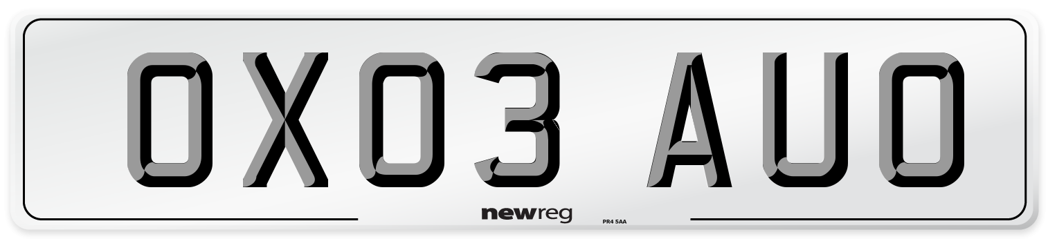 OX03 AUO Number Plate from New Reg